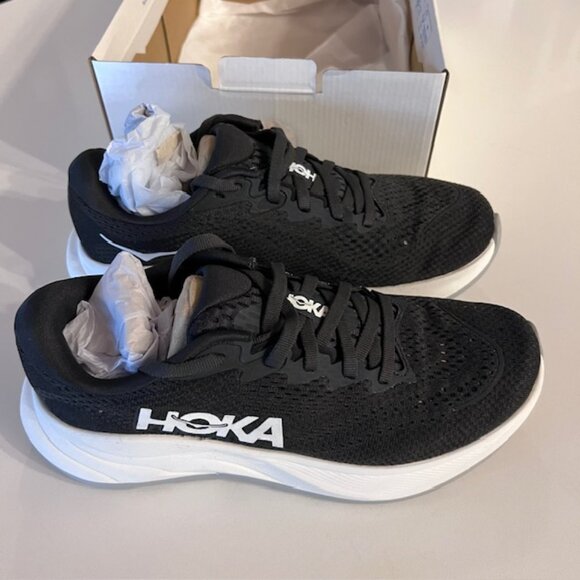 HOKA Rincon 4 Lightweight Running Shoes Black White Performance Trainer 6.5 New - Picture 2 of 8